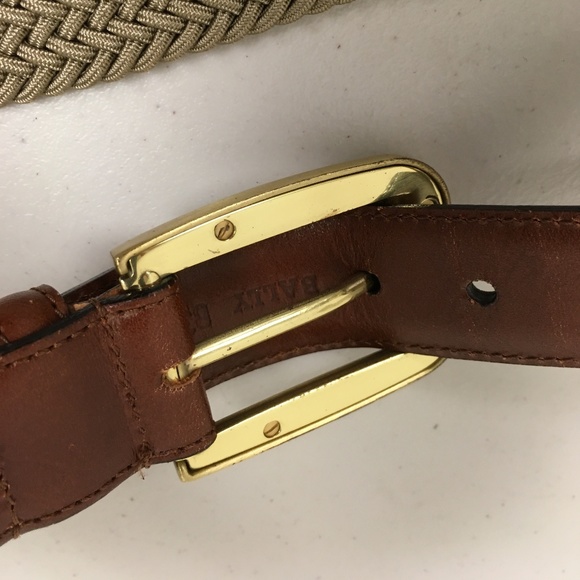 Bally Italy Brown Leather woven stretch belt 34 - Picture 6 of 7